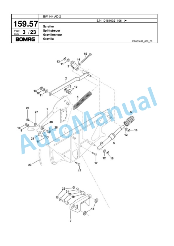 Bomag BW 144 AD-2 Tandem Vibratory Roller Spare Parts Catalogue 00817478-5
