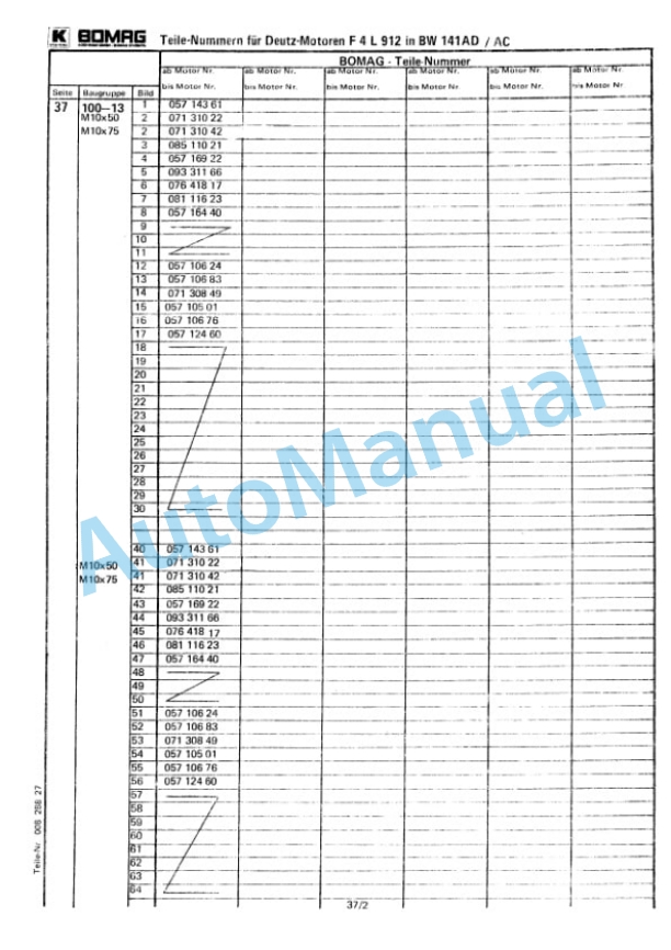 Bomag BW 144 AD, BW 154 AD Spare Parts Catalogue 00814510-5