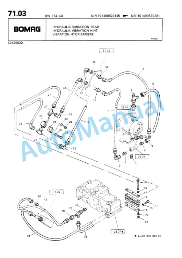 Bomag BW 144 AD, BW 154 AD Tandem Vibratory Roller Spare Parts Catalogue 00810023-3