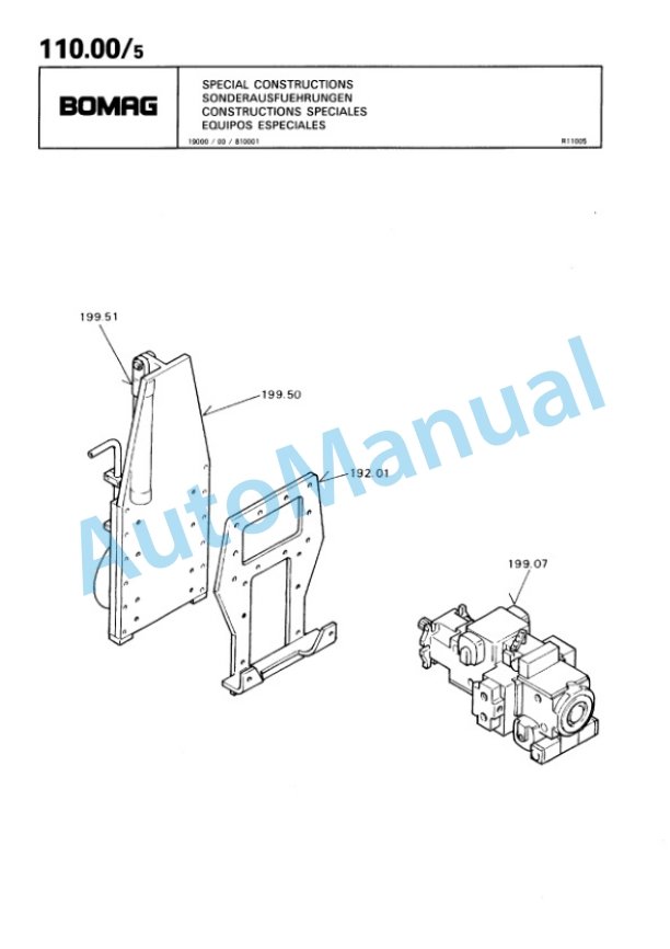 Bomag BW 144 AD, BW 154 AD Tandem Vibratory Roller Spare Parts Catalogue 00810065-4