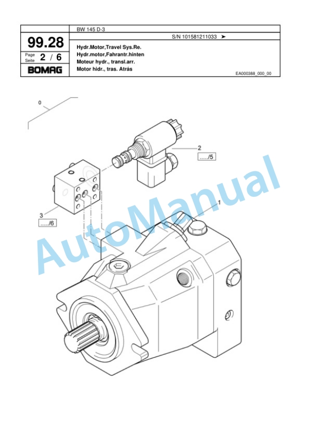 Bomag BW 145 D-3 Single Drum Wheel Drive Vibratory Roller Spare Parts Catalogue 00817479-5