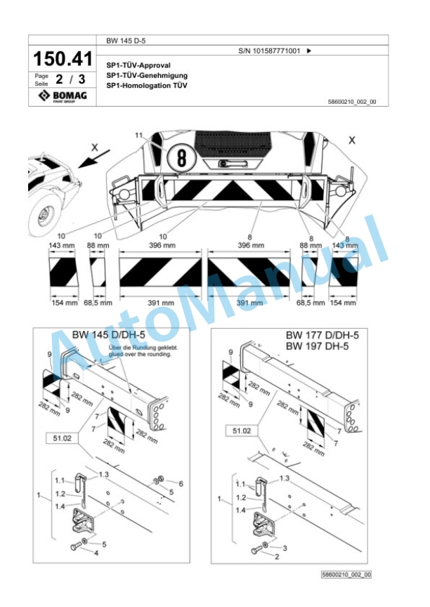 Bomag BW 145 D-5 Single Drum Wheel Drive Vibratory Roller Spare Parts Catalogue 00826771-3