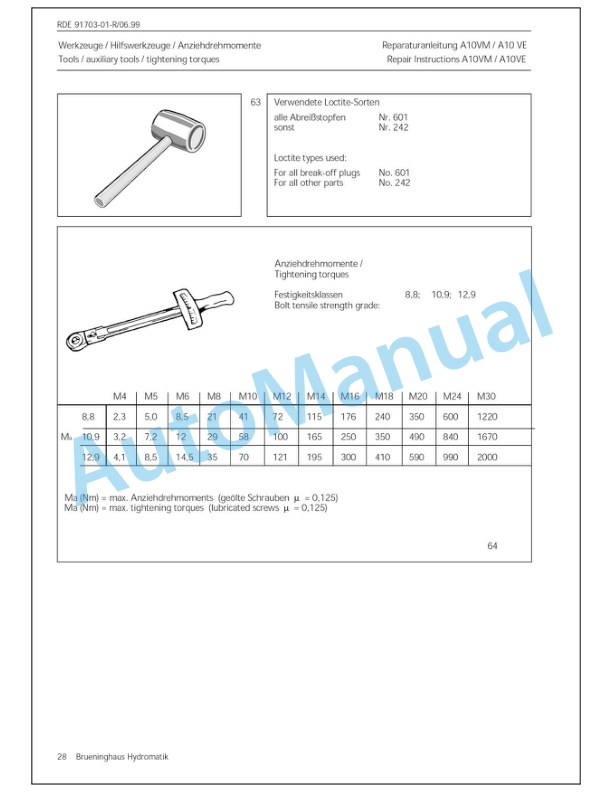 Bomag BW 145 DH-3, BW 145 PDH-3 Single Drum Rollers Repair Instructions 0852789-2