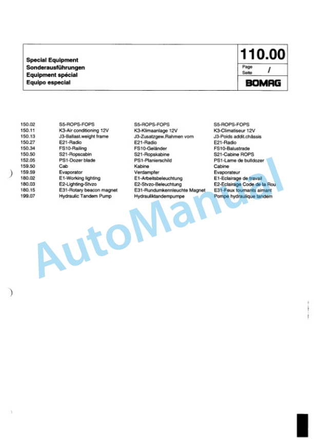 Bomag BW 145 PDH-3 Single Drum Wheel Drive Vibratory Roller Spare Parts Catalogue 00815523-5
