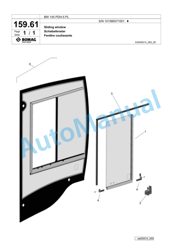 Bomag BW 145 PDH-5 PL Single Drum Wheel Drive Vibratory Roller Spare Parts Catalogue 00827067-5