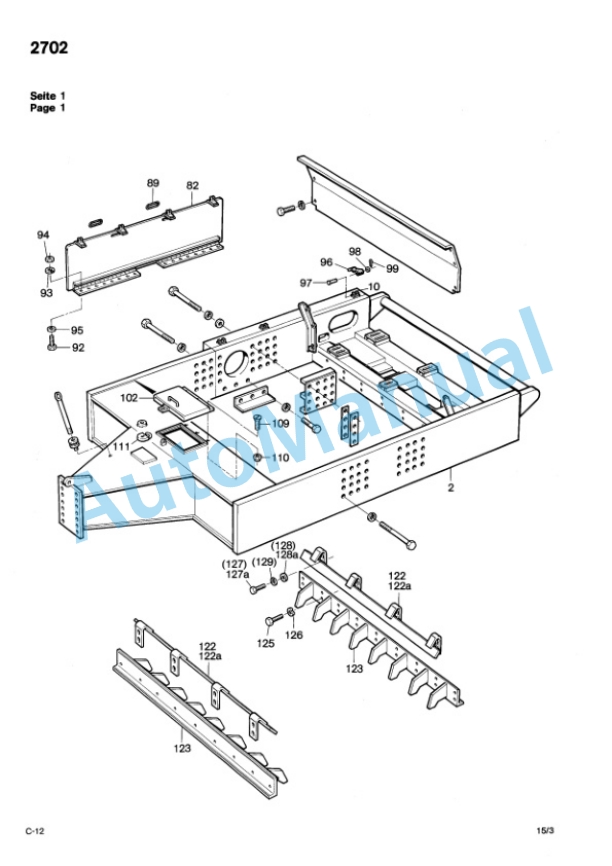 Bomag BW 15, BW 15S Towed Vibratory Rollers Spare Parts Catalogue 00812602 FR-2