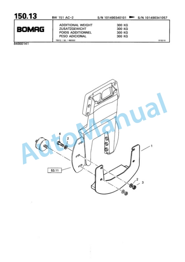Bomag BW 151 AC-2 Combination Roller Spare Parts Catalogue 00810172-4