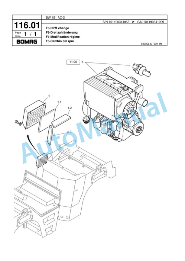 Bomag BW 151 AC-2 Combination Roller Spare Parts Catalogue 00817485-4