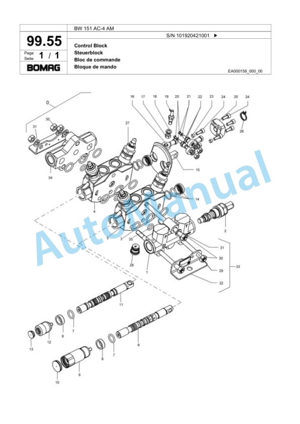 Bomag BW 151 AC-4 AM Combination Roller Spare Parts Catalogue 00818559-4