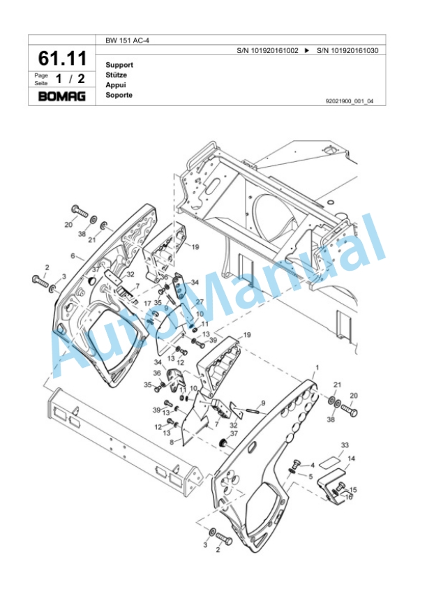 Bomag BW 151 AC-4 Combination Roller Spare Parts Catalogue 00818565-2