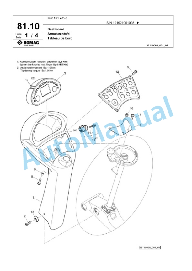 Bomag BW 151 AC-5 Combination Roller Spare Parts Catalogue 00824057-2