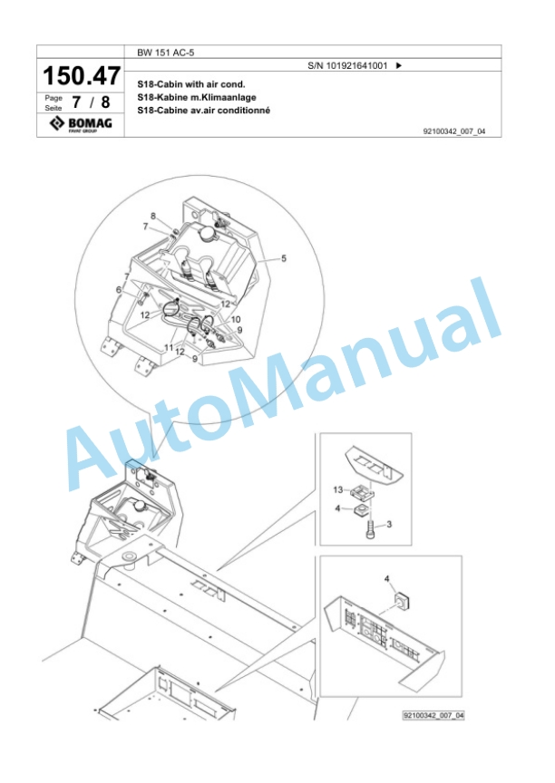 Bomag BW 151 AC-5 Combination Roller Spare Parts Catalogue 00825349-4