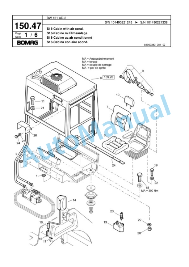 Bomag BW 151 AD-2 Combination Roller Spare Parts Catalogue 00817486-3