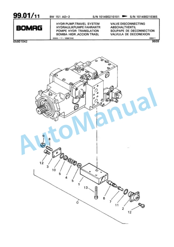 Bomag BW 151 AD-2 Tandem Vibratory Roller Spare Parts Catalogue 00810089-3