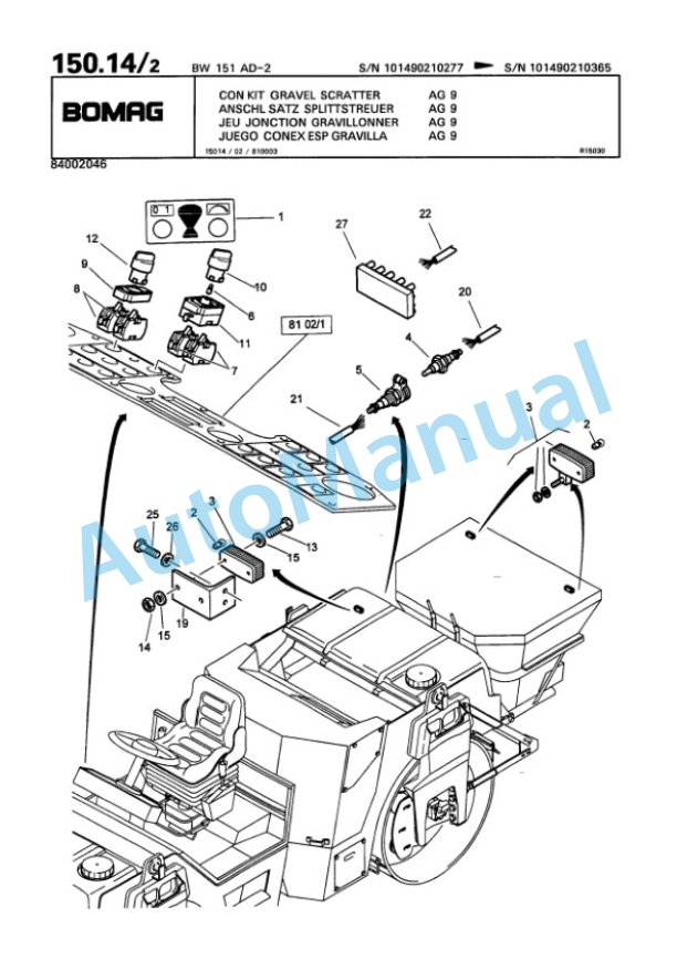 Bomag BW 151 AD-2 Tandem Vibratory Roller Spare Parts Catalogue 00810089-4