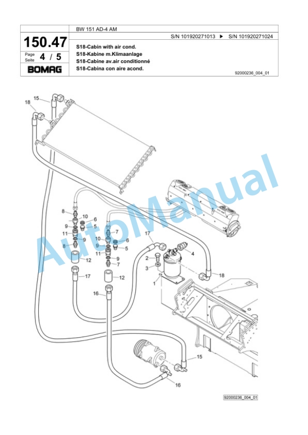Bomag BW 151 AD-4 AM Tandem Vibratory Roller Spare Parts Catalogue 00818555-4