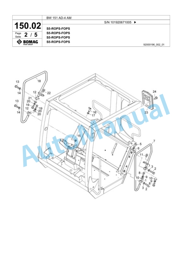 Bomag BW 151 AD-4 AM Tandem Vibratory Roller Spare Parts Catalogue 00818969-4
