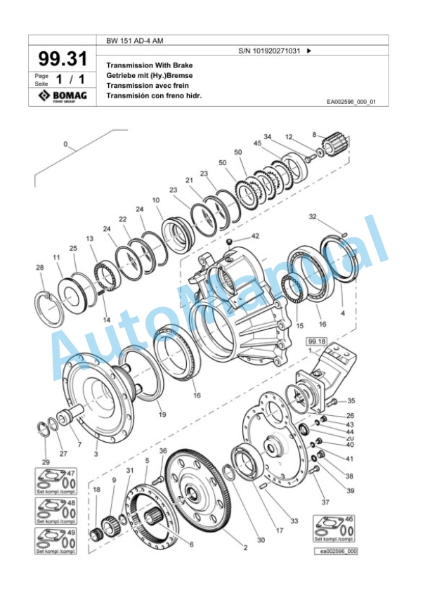 Bomag BW 151 AD-4 AM Tandem Vibratory Roller Spare Parts Catalogue 00824017-3