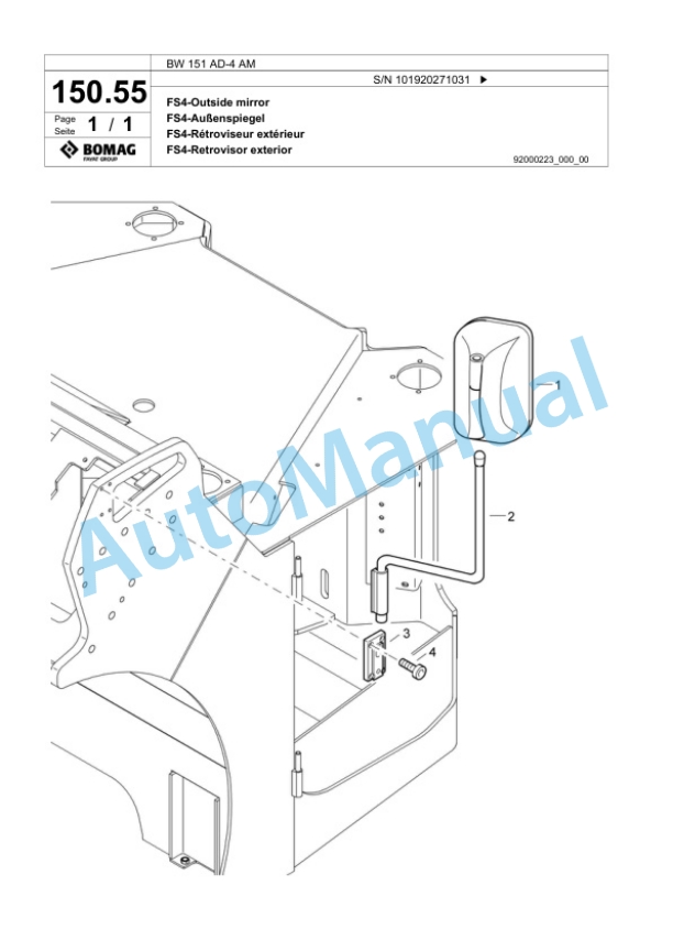 Bomag BW 151 AD-4 AM Tandem Vibratory Roller Spare Parts Catalogue 00824017-5