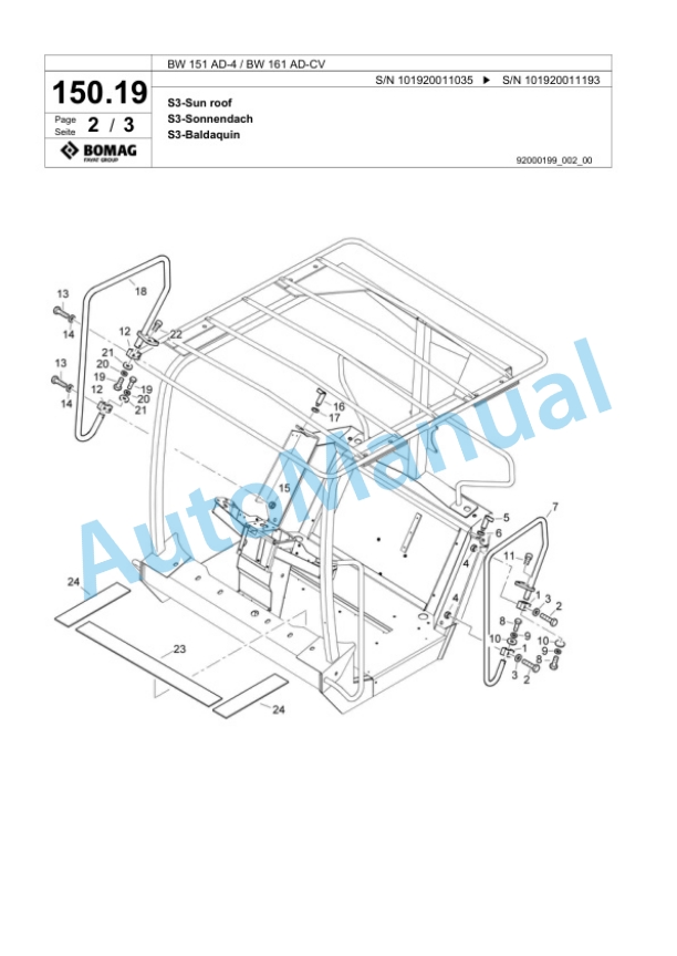 Bomag BW 151 AD-4, BW 161 AD-CV Tandem Vibratory Roller Spare Parts Catalogue 00817843-4
