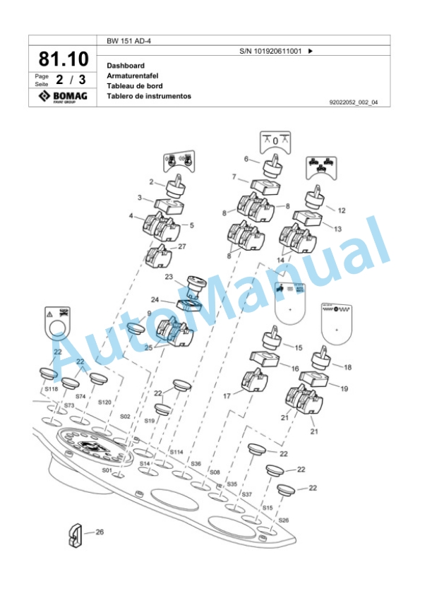 Bomag BW 151 AD-4 Tandem Vibratory Roller Spare Parts Catalogue 00818957-2