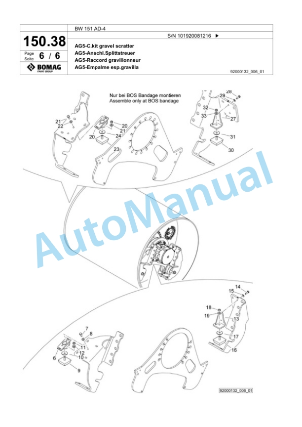 Bomag BW 151 AD-4 Tandem Vibratory Roller Spare Parts Catalogue 00824001-4