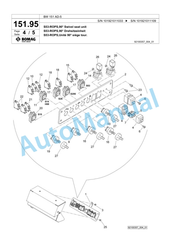 Bomag BW 151 AD-5 Tandem Vibratory Roller Spare Parts Catalogue 00824051-4