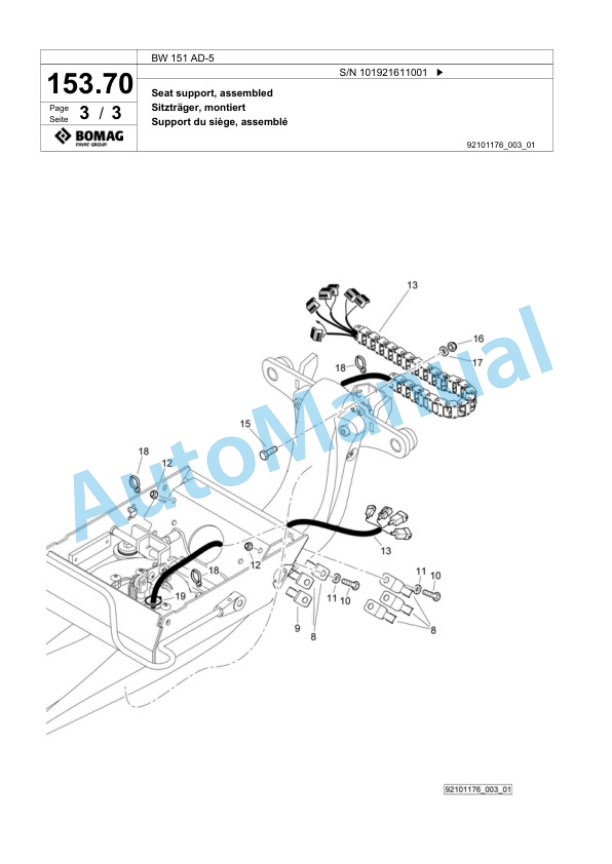 Bomag BW 151 AD-5 Tandem Vibratory Roller Spare Parts Catalogue 00825343-4