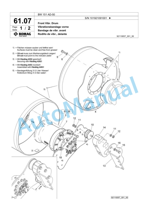 Bomag BW 151 AD-50 Tandem Vibratory Roller Spare Parts Catalogue 00824501-2
