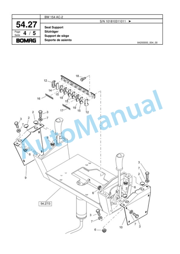 Bomag BW 154 AC-2 Combination Roller Spare Parts Catalogue 00817489-2