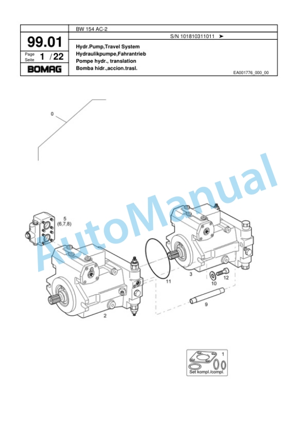 Bomag BW 154 AC-2 Combination Roller Spare Parts Catalogue 00817489-3