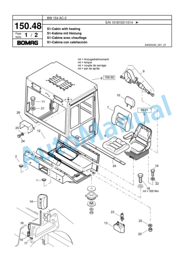 Bomag BW 154 AC-2 Combination Roller Spare Parts Catalogue 00817489-5
