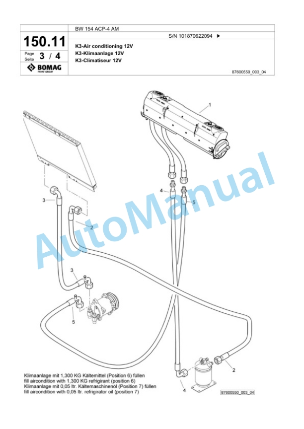 Bomag BW 154 ACP-4 AM Combination Roller Spare Parts Catalogue 00824181-4