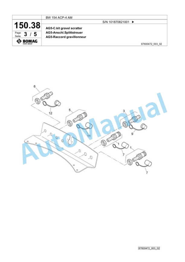 Bomag BW 154 ACP-4 AM Combination Roller Spare Parts Catalogue 00824719-4
