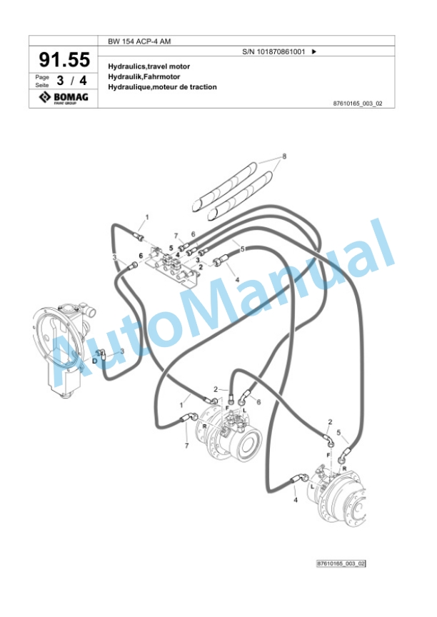 Bomag BW 154 ACP-4 AM Combination Roller Spare Parts Catalogue 00825673-2