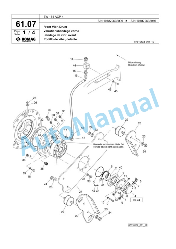 Bomag BW 154 ACP-4 Combination Roller Spare Parts Catalogue 00818305-2