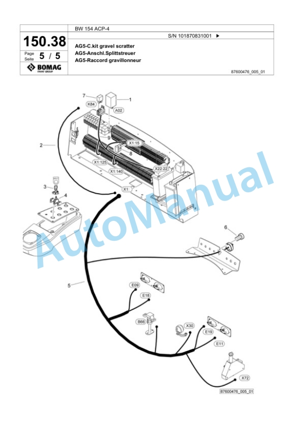 Bomag BW 154 ACP-4 Combination Roller Spare Parts Catalogue 00824721-4