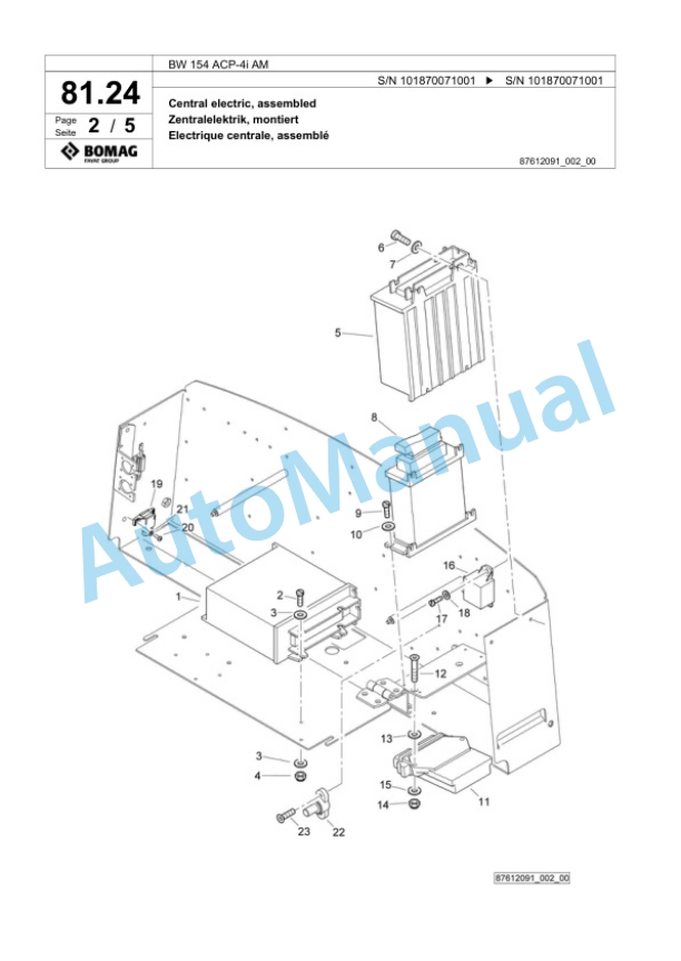 Bomag BW 154 ACP-4i AM Combination Roller Spare Parts Catalogue 00825383-2