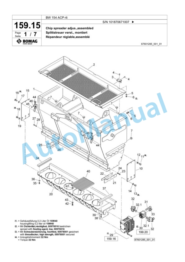 Bomag BW 154 ACP-4i Combination Roller Spare Parts Catalogue 00824591-4
