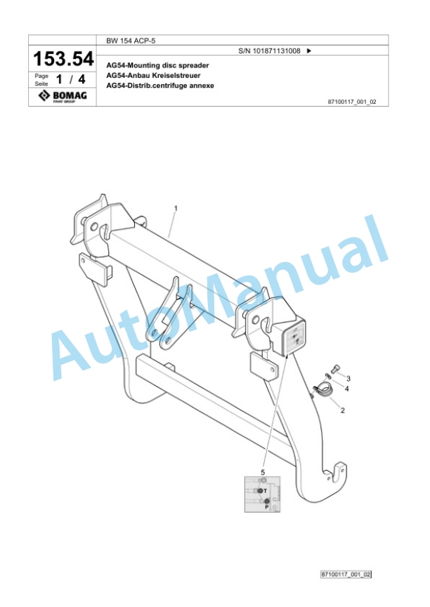 Bomag BW 154 ACP-5 Combination Roller Spare Parts Catalogue 00826317-3