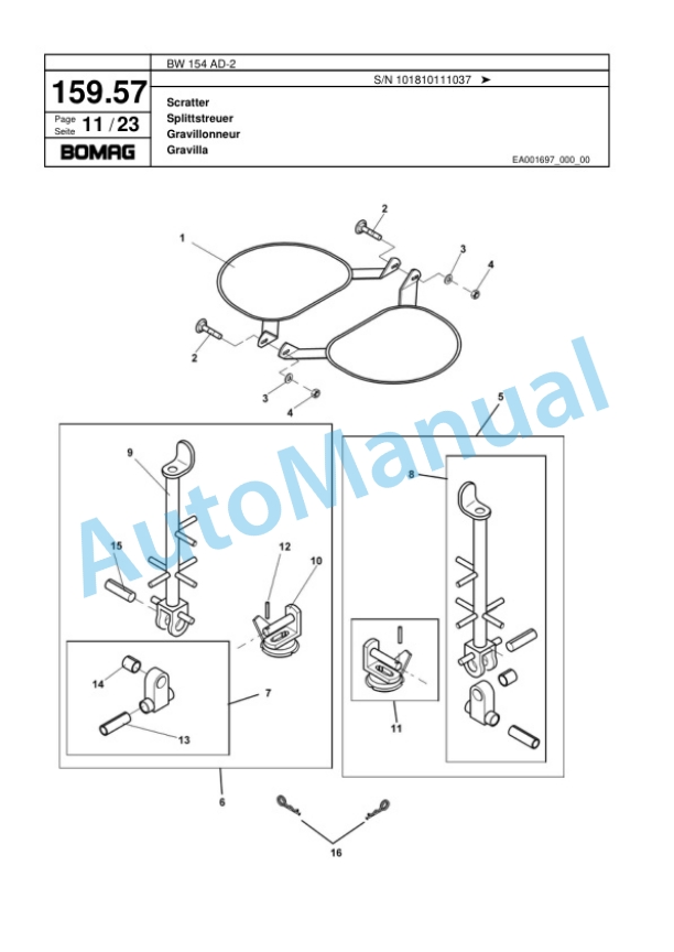 Bomag BW 154 AD-2 Tandem Vibratory Roller Spare Parts Catalogue 00817490-4