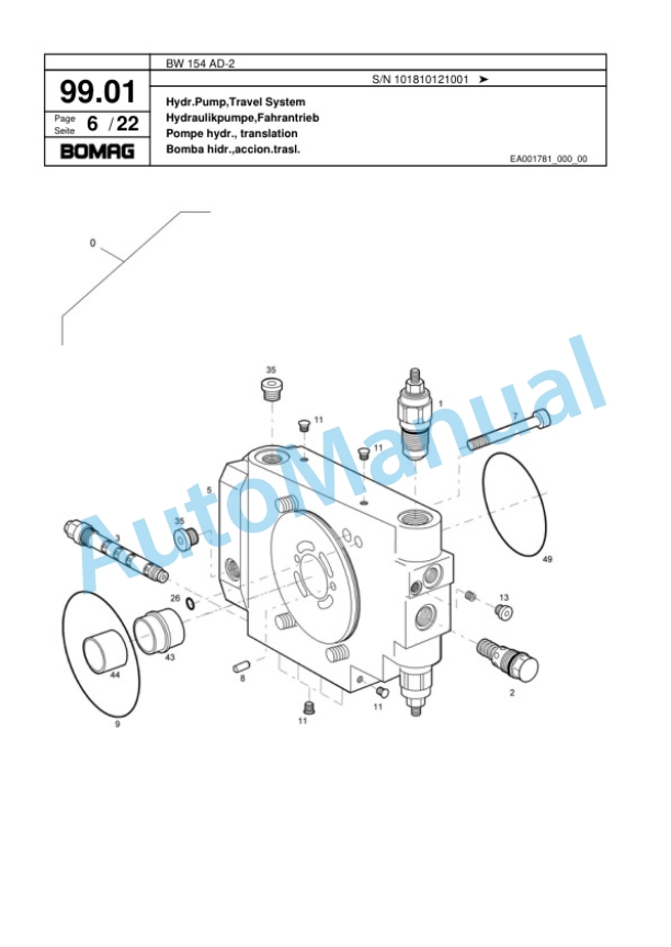Bomag BW 154 AD-2 Tandem Vibratory Roller Spare Parts Catalogue 00817599-4