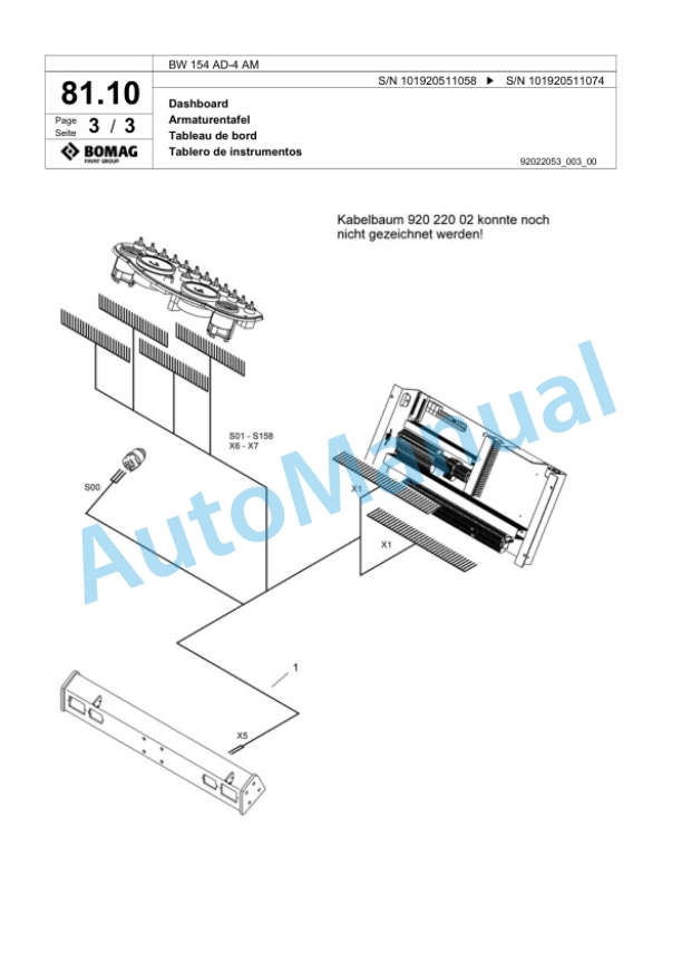 Bomag BW 154 AD-4 AM Tandem Vibratory Roller Spare Parts Catalogue 00817699-2