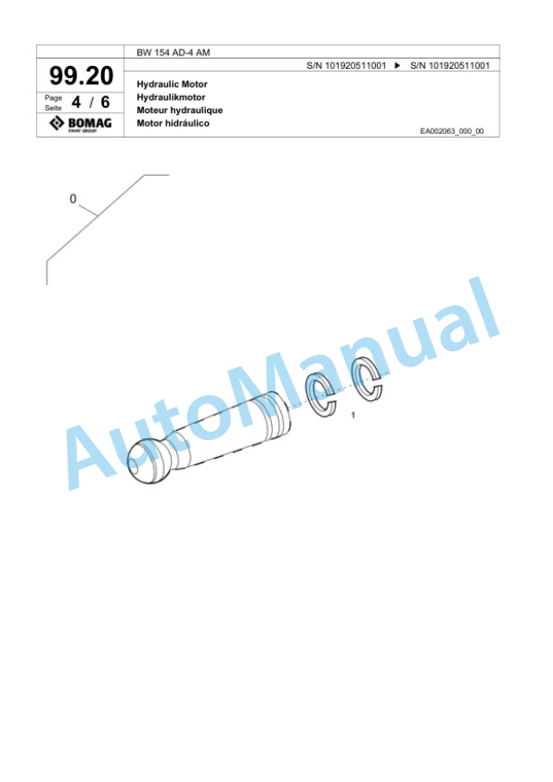 Bomag BW 154 AD-4 AM Tandem Vibratory Roller Spare Parts Catalogue 00817699-3