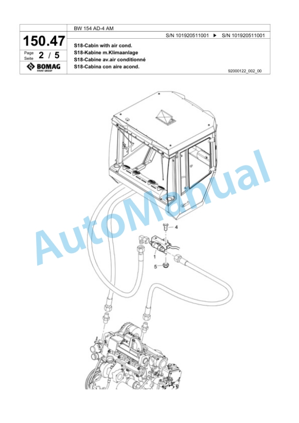 Bomag BW 154 AD-4 AM Tandem Vibratory Roller Spare Parts Catalogue 00817699-5