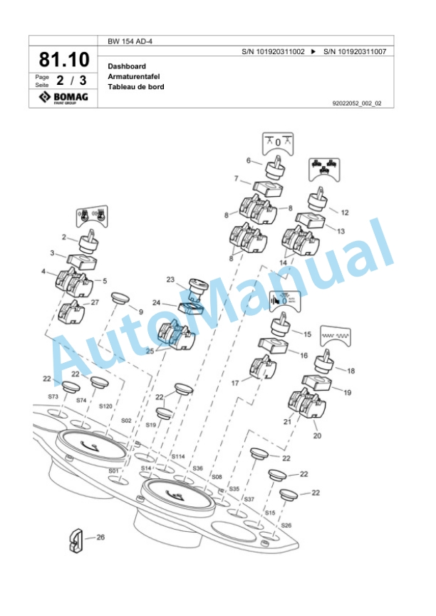 Bomag BW 154 AD-4 Tandem Vibratory Roller Spare Parts Catalogue 00817901-2