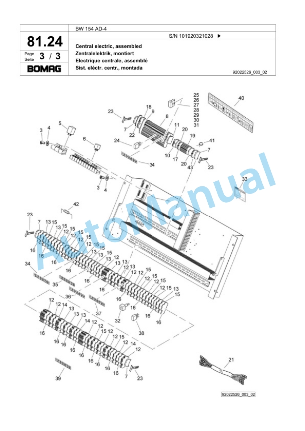 Bomag BW 154 AD-4 Tandem Vibratory Roller Spare Parts Catalogue 00818557-2