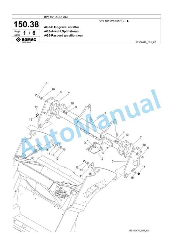 Bomag BW 154 AD-5 AM Tandem Vibratory Roller Spare Parts Catalogue 00824055-4