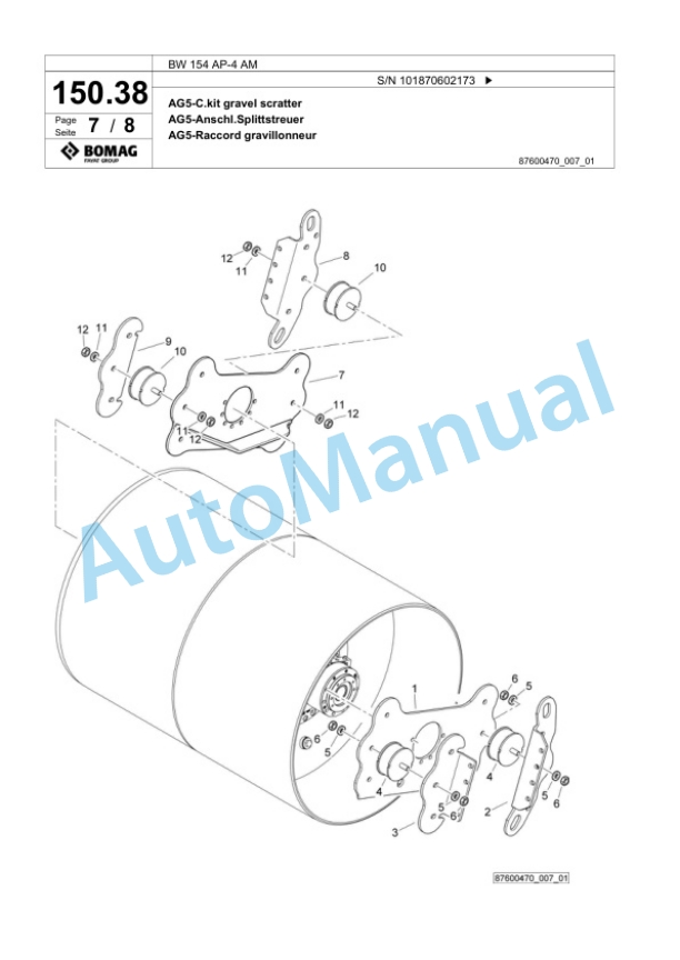 Bomag BW 154 AP-4 AM Tandem Vibratory Roller Spare Parts Catalogue 00824177-4