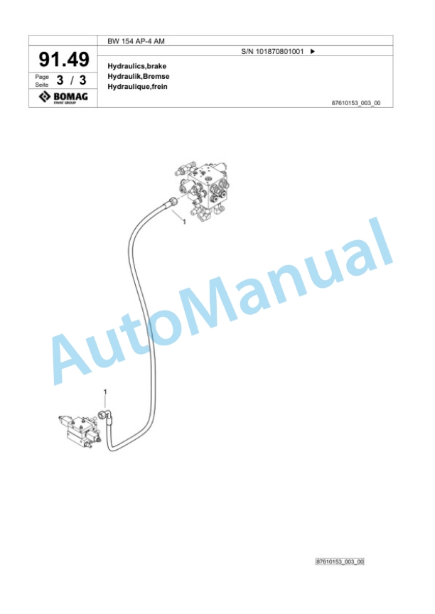 Bomag BW 154 AP-4 AM Tandem Vibratory Roller Spare Parts Catalogue 00824715-2